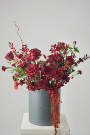 Blessing Red Rose Bucket- 2025 Chinese Lunar New Year