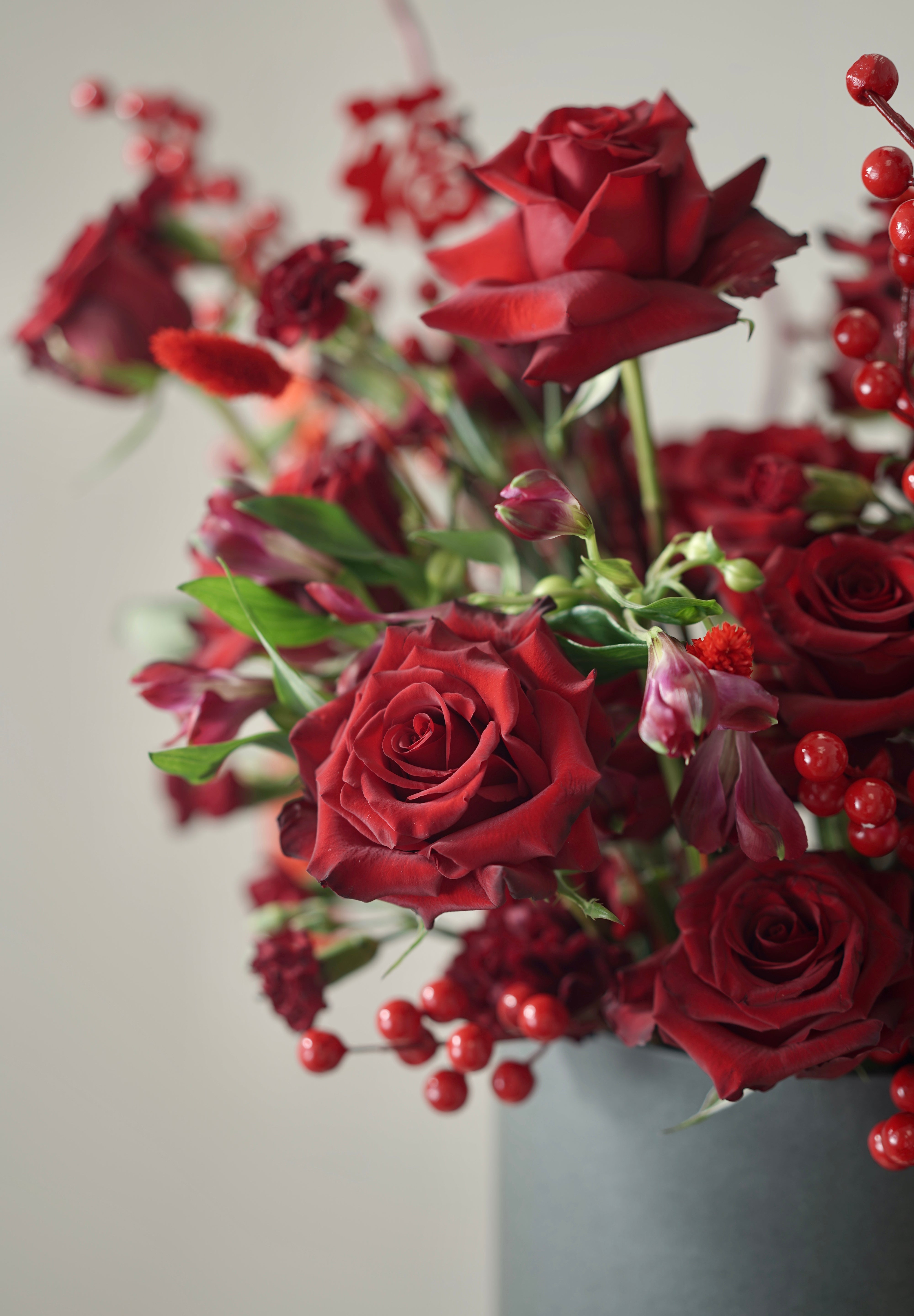 Blessing Red Rose Bucket- 2025 Chinese Lunar New Year