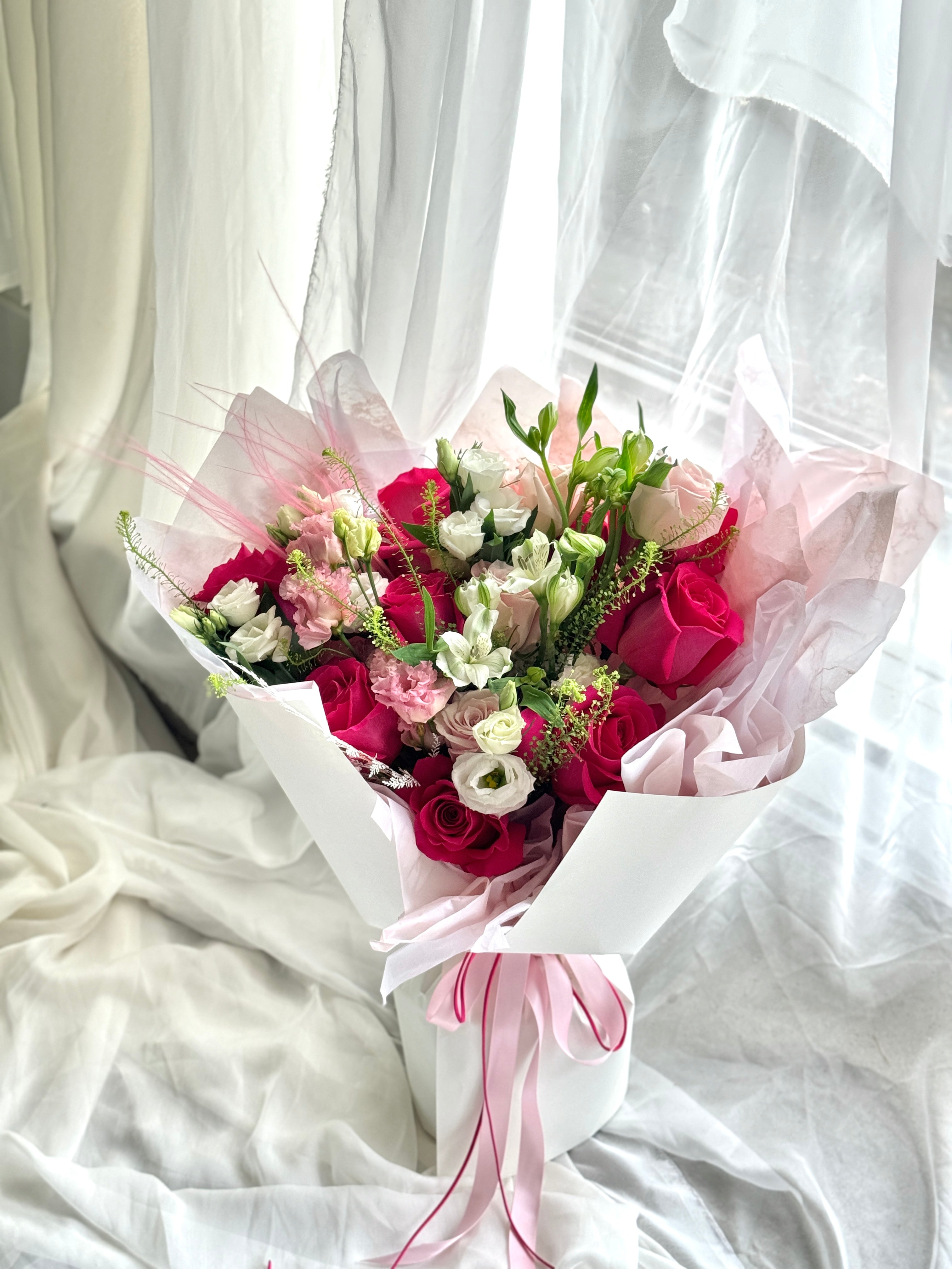 Floyd hot pink rose bouquet