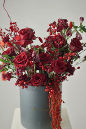 Blessing Red Rose Bucket- 2025 Chinese Lunar New Year