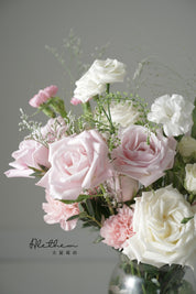 Alethea Vase Arrangement - Pink/White