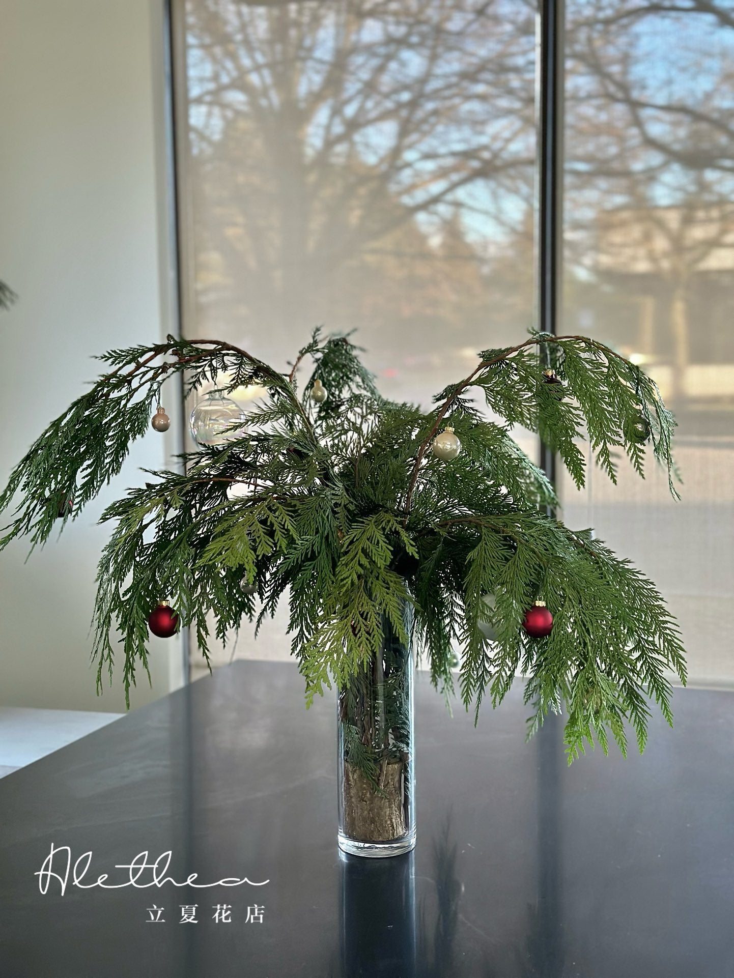 Alethea Vase Arrangement - Christmas Cedar