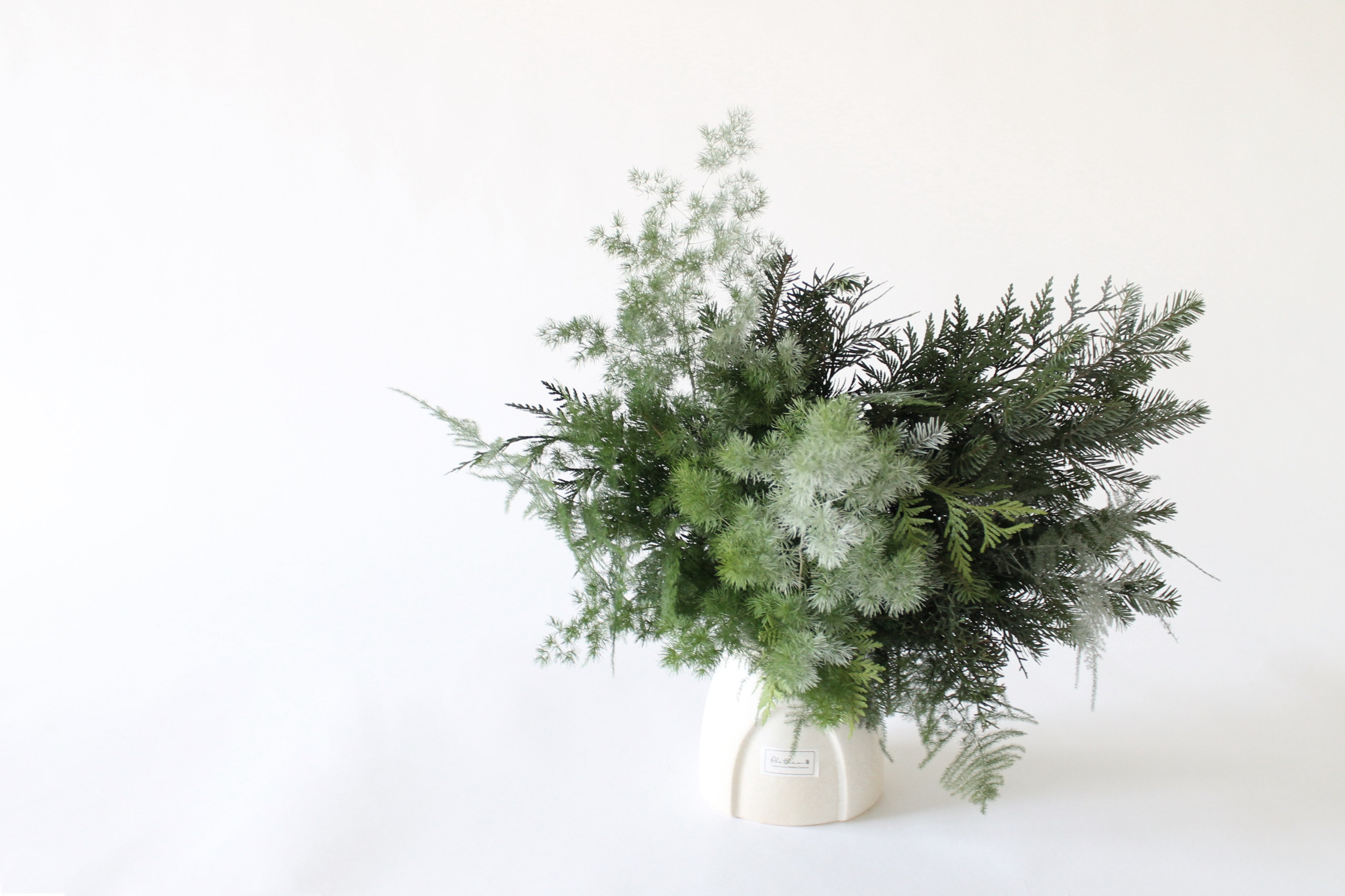 Alethea Vase Arrangement - Christmas Green White Porcelain