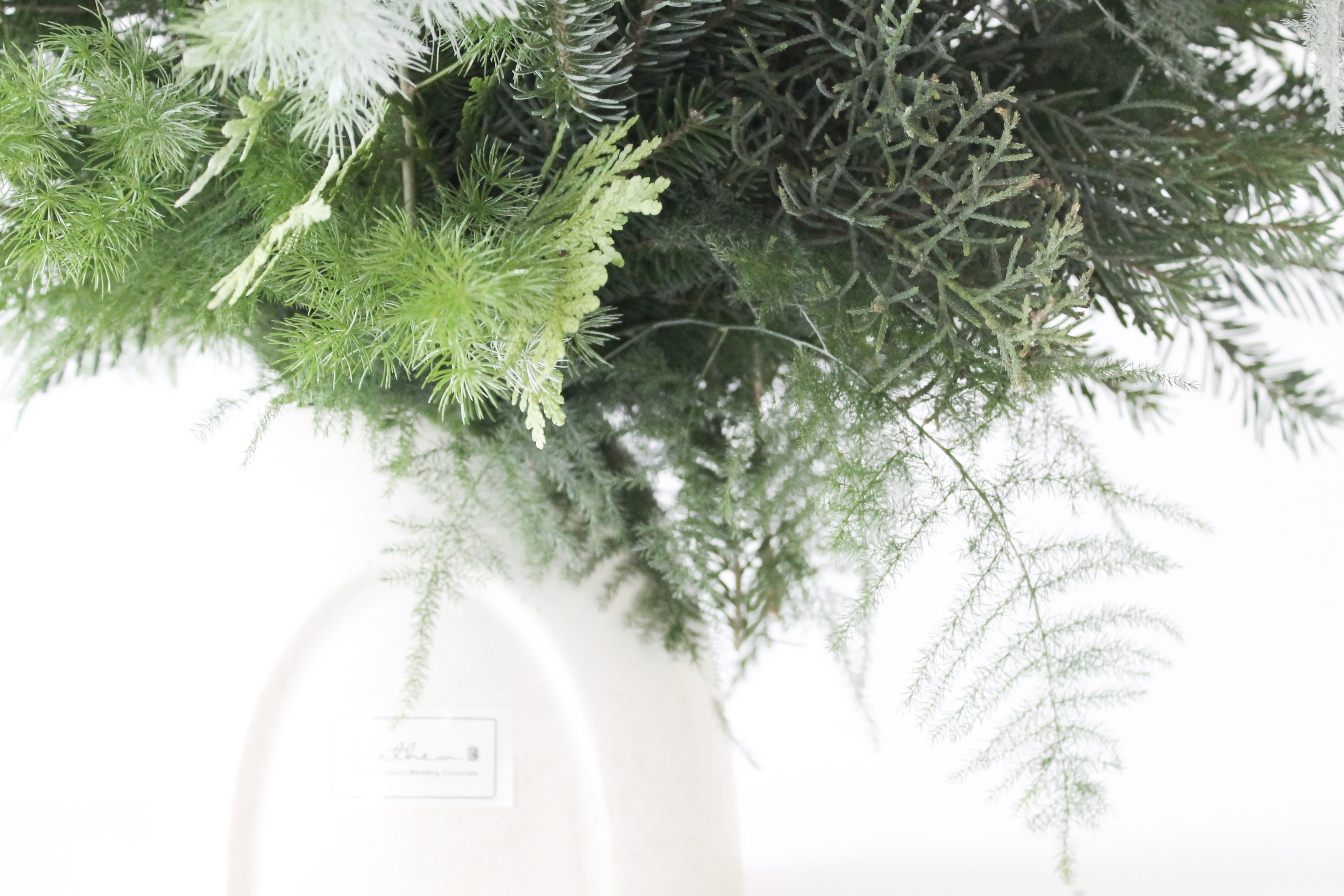 Alethea Vase Arrangement - Christmas Green White Porcelain