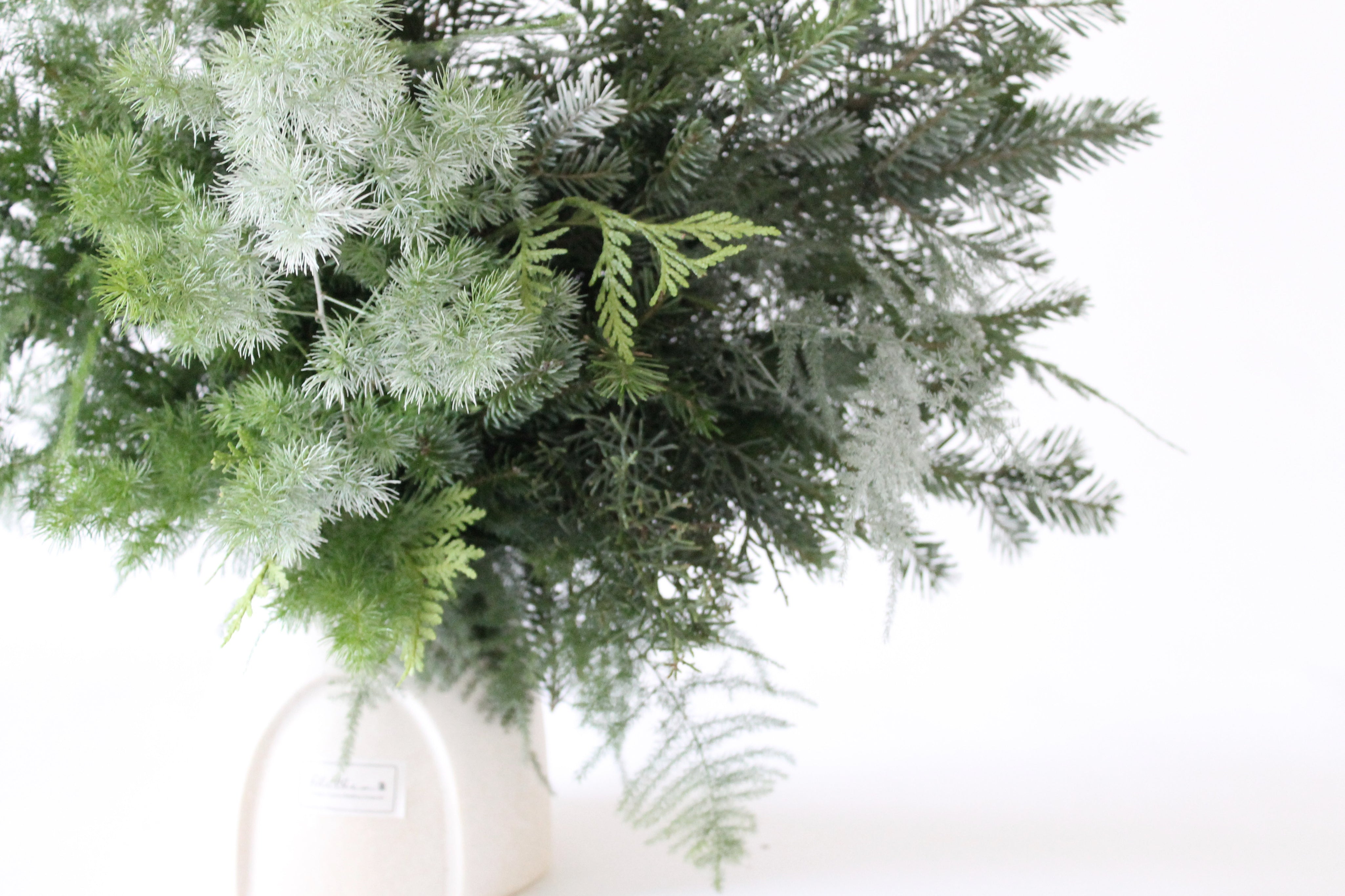 Alethea Vase Arrangement - Christmas Green White Porcelain