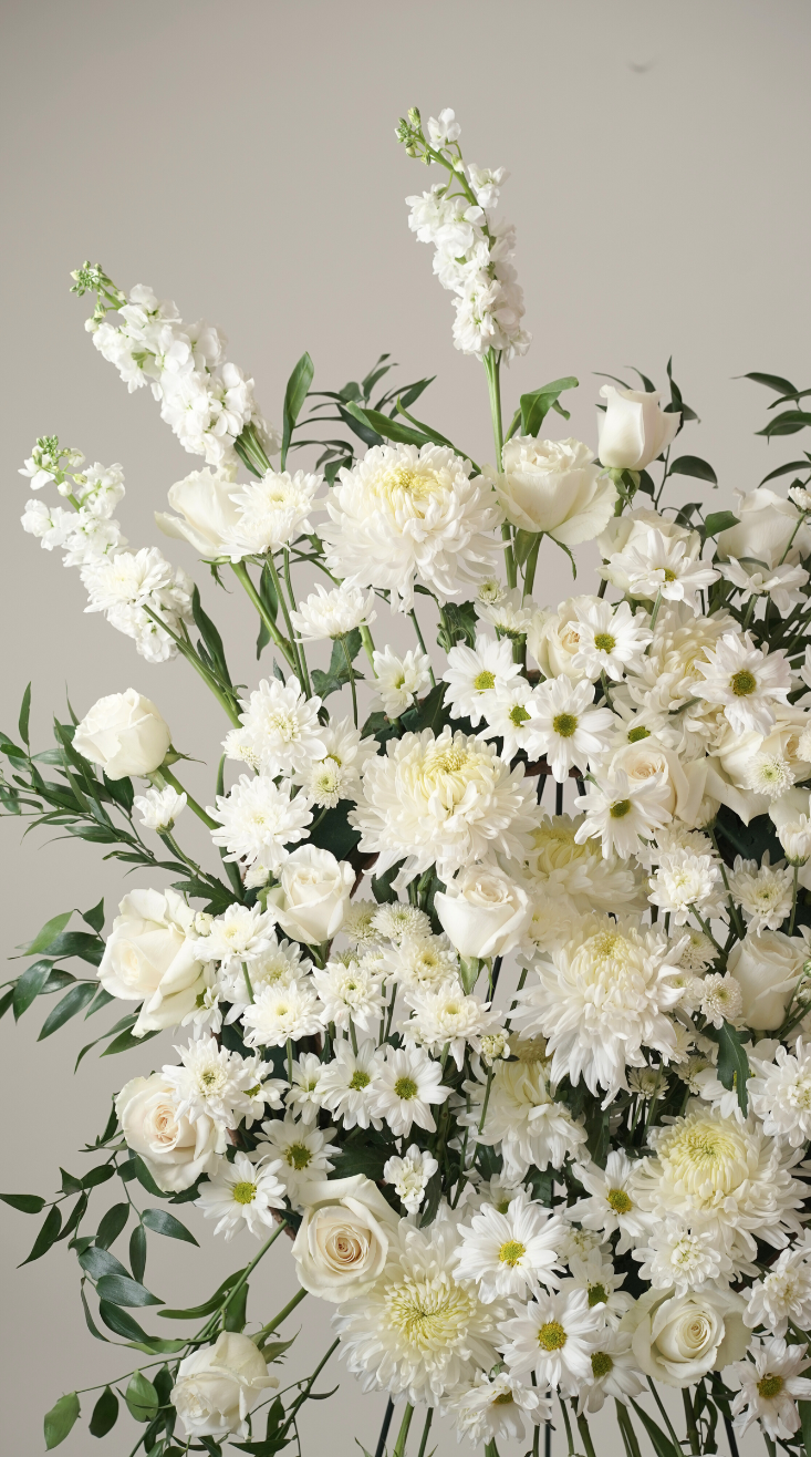 White Funeral Flowers Standing Spray