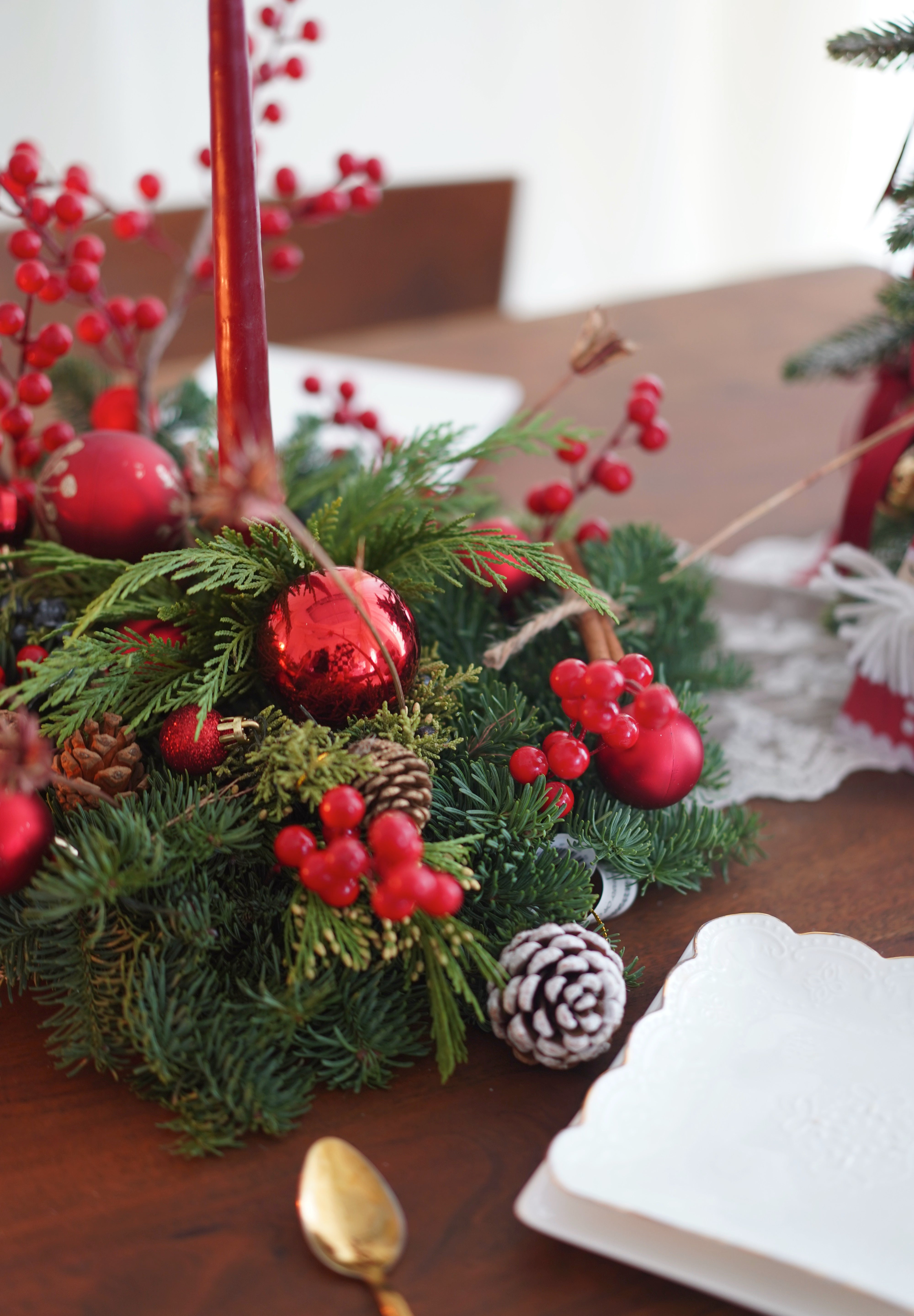 Red Berry Christmas Candle Holder