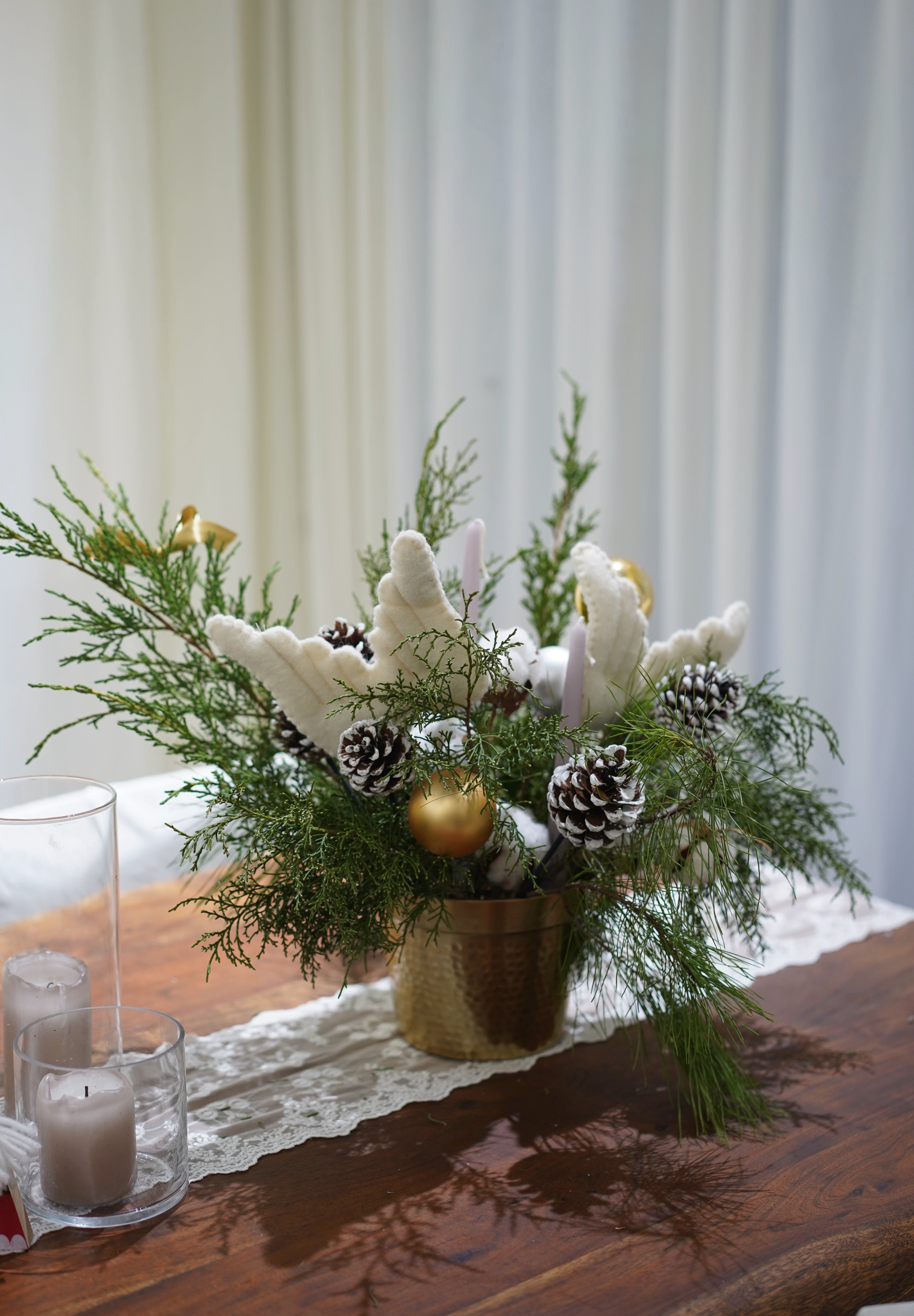 Angel Wings Christmas Table Arrangement