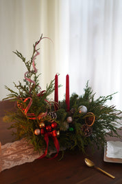 Twin Flame Winter Christmas Table Candle Arrangement