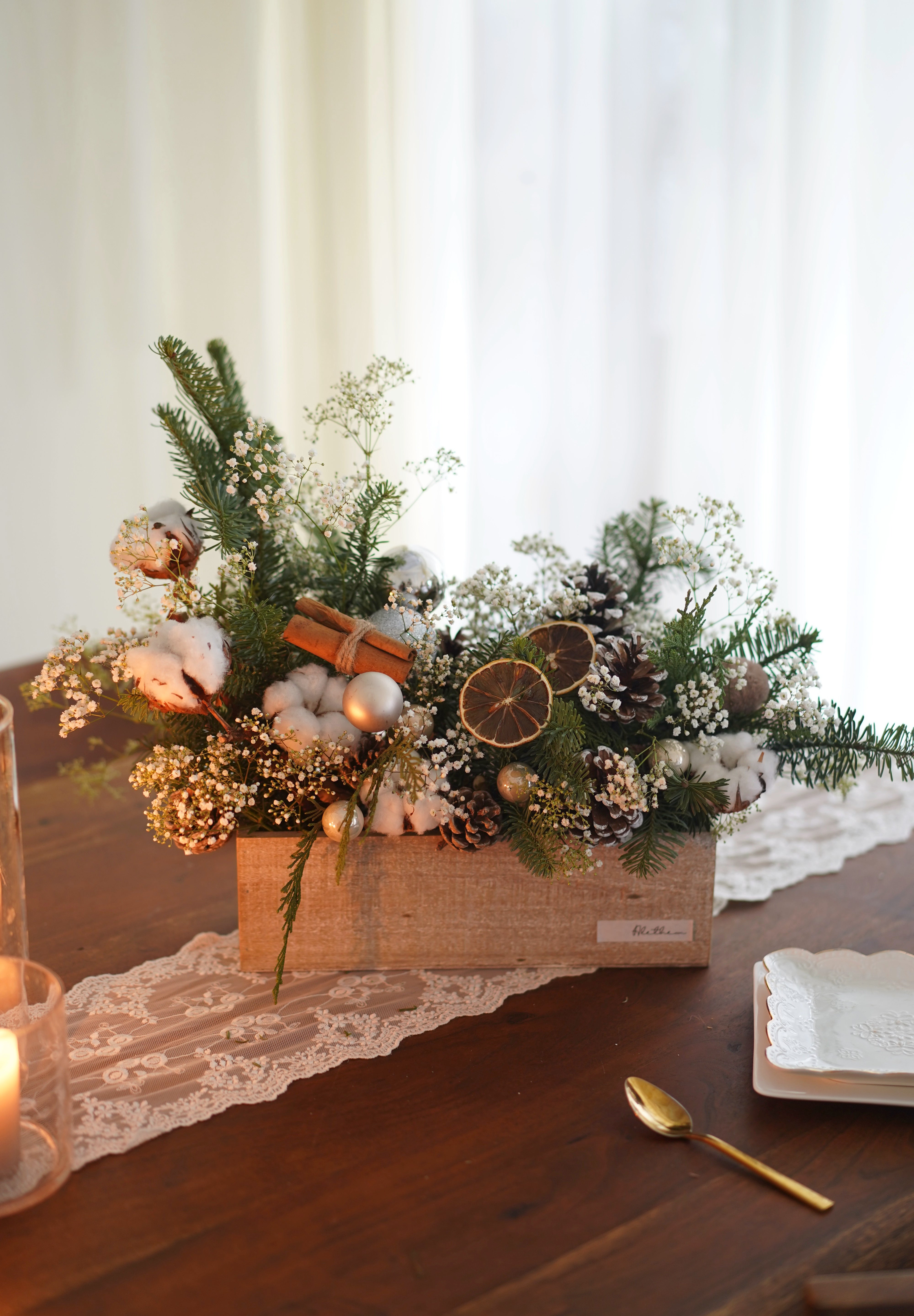 Winter Warmth Christmas Floral Table Arrangement