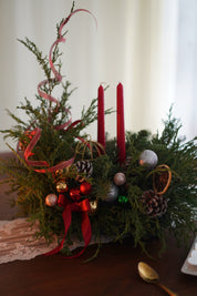 Twin Flame Winter Christmas Table Candle Arrangement