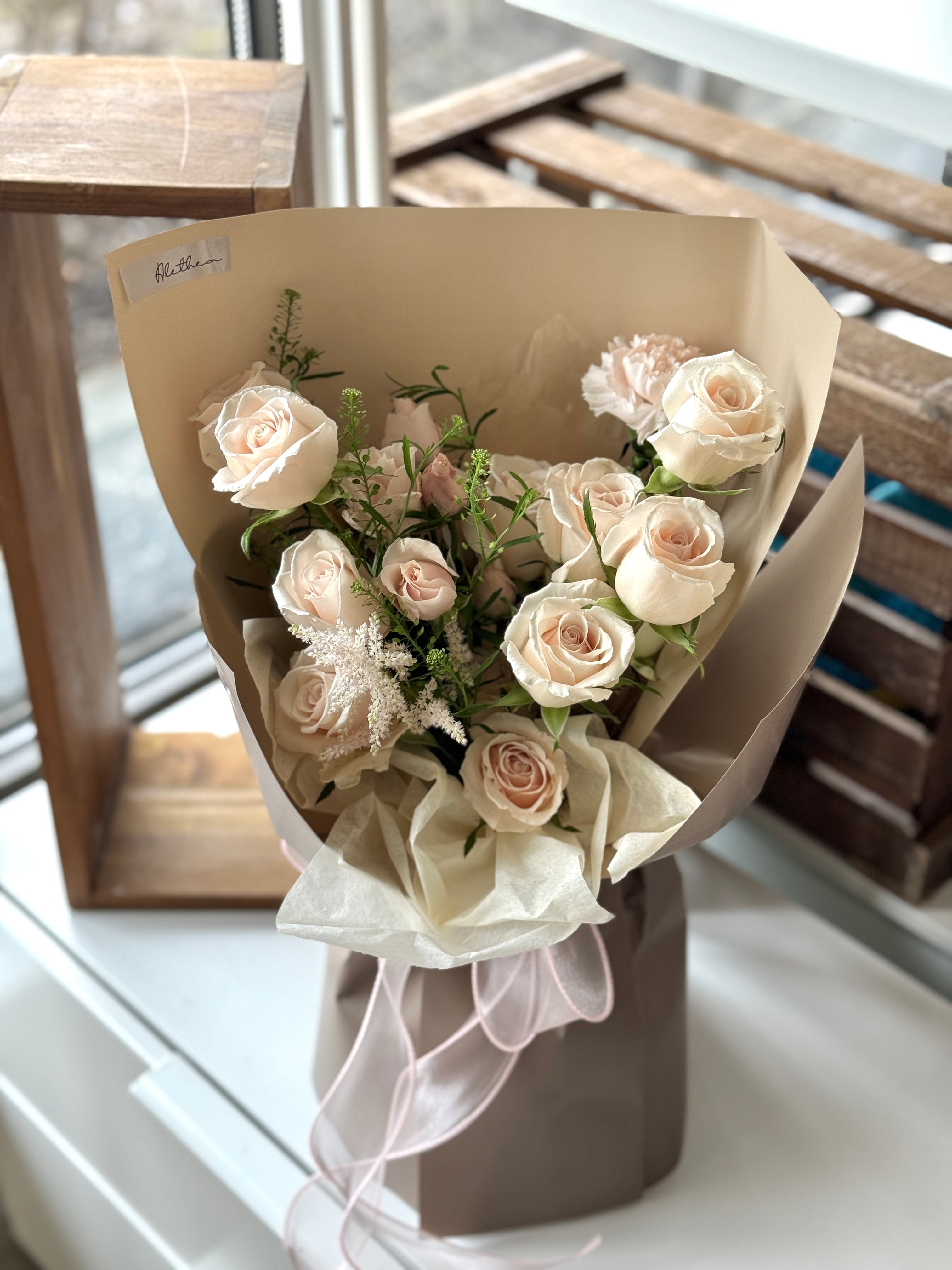 Soft Champagne Rose Bouquet