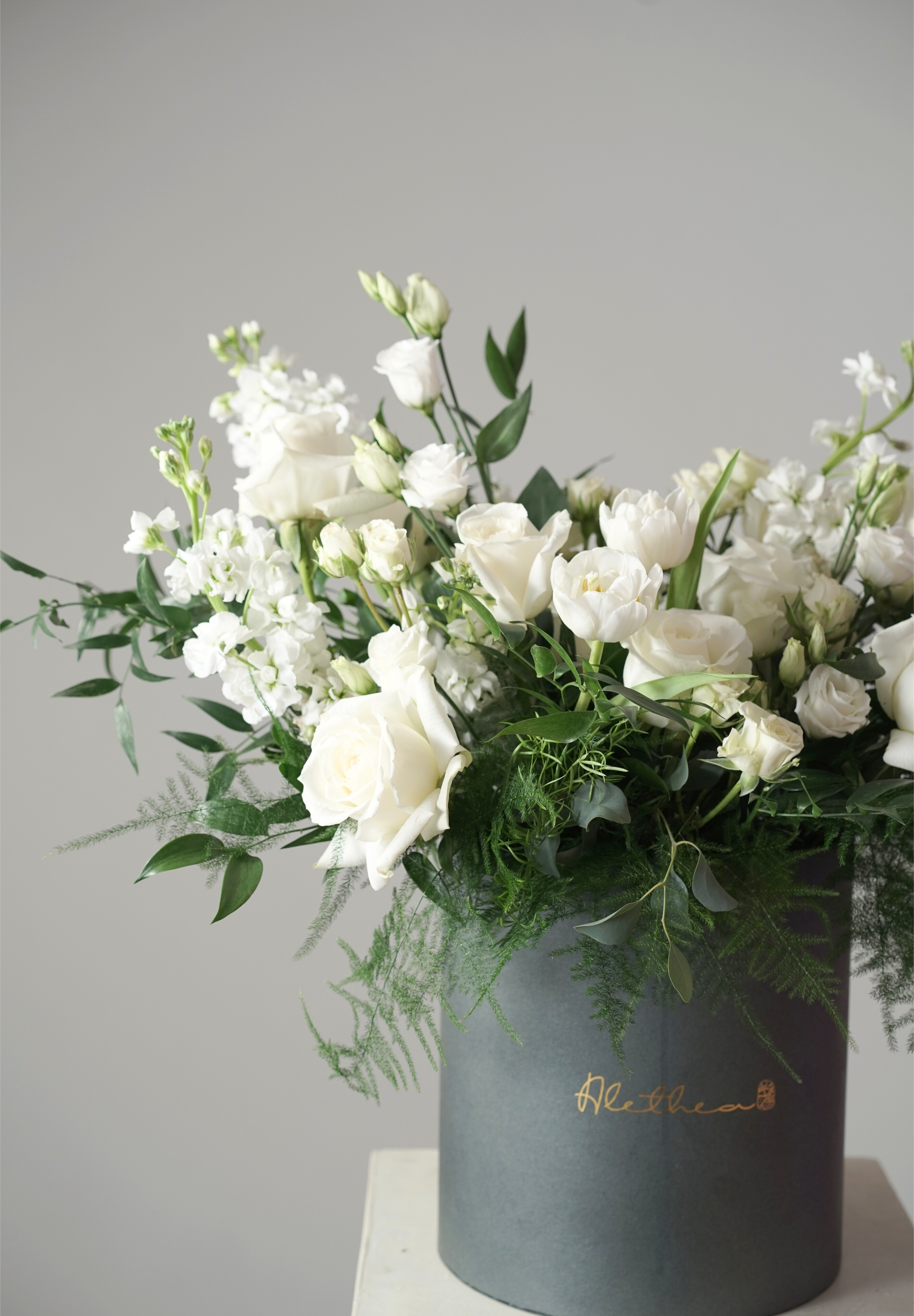 White Funeral Flowers Basket