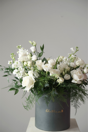 White Funeral Flowers Basket